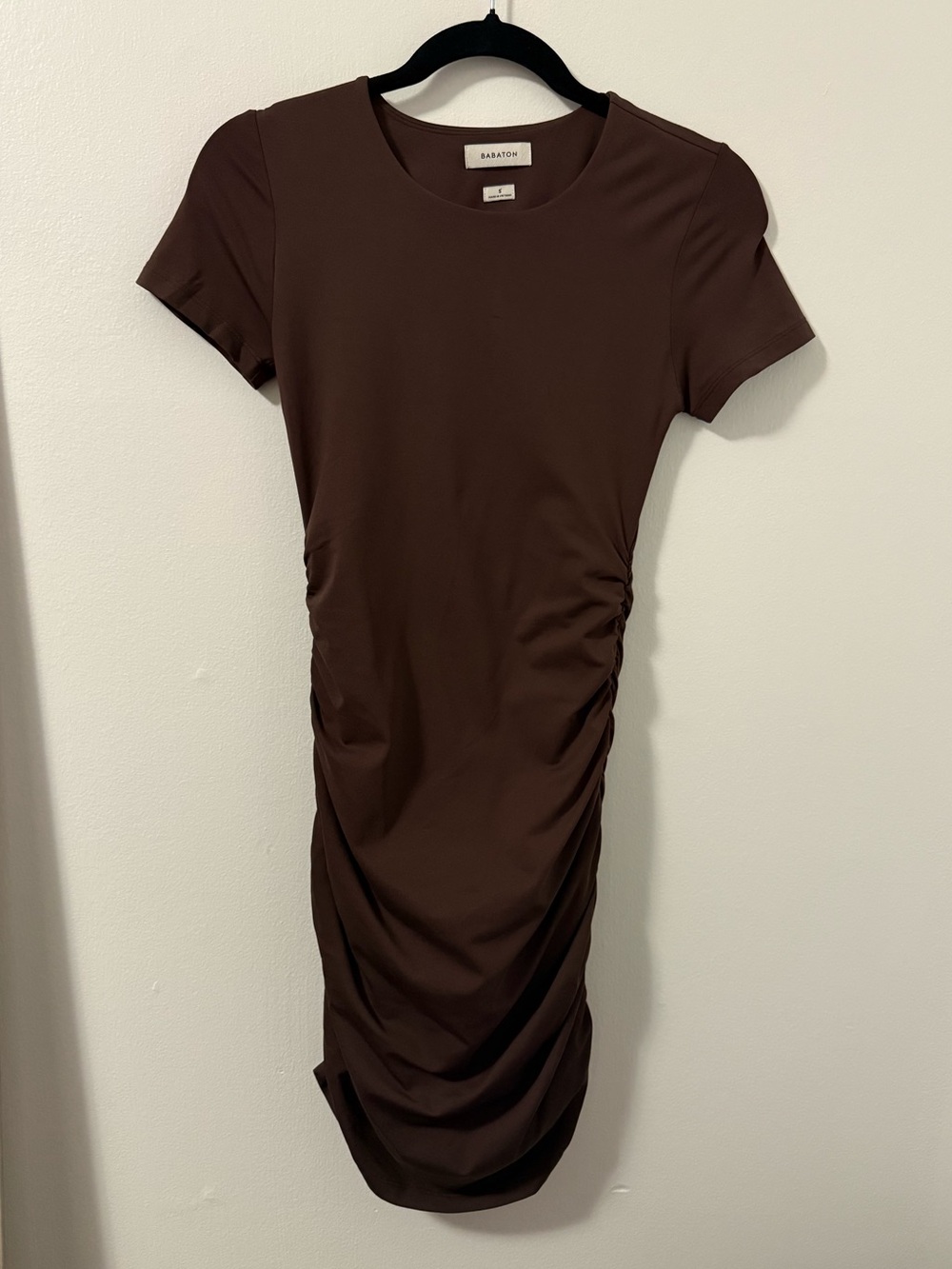 Babaton Brown Ruched Dress Small